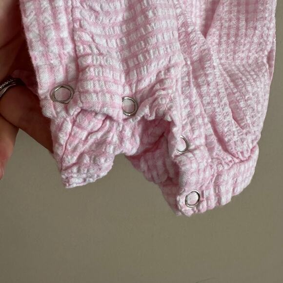 Vintage Sesame Street Pink Gingham Bubble Romper 3-6M Baby Embroidered Elmo Zoe - Picture 6 of 7